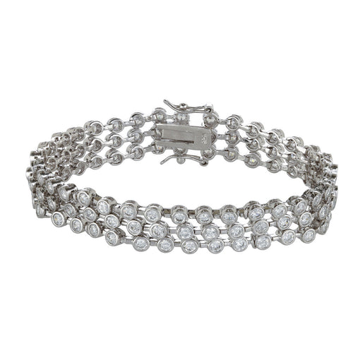 3 Row Bezel Set Tennis Bracelet