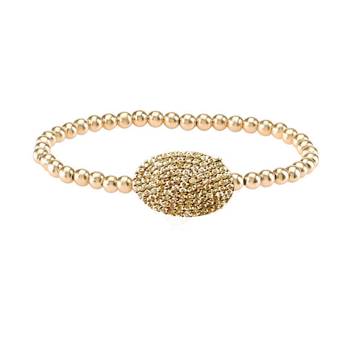 CAVIAR OVAL PAVE DISC STRETCH BEAD  BRACELET