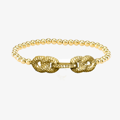 CAVIAR  PAVE LINK STRETCH BEAD  BRACELET