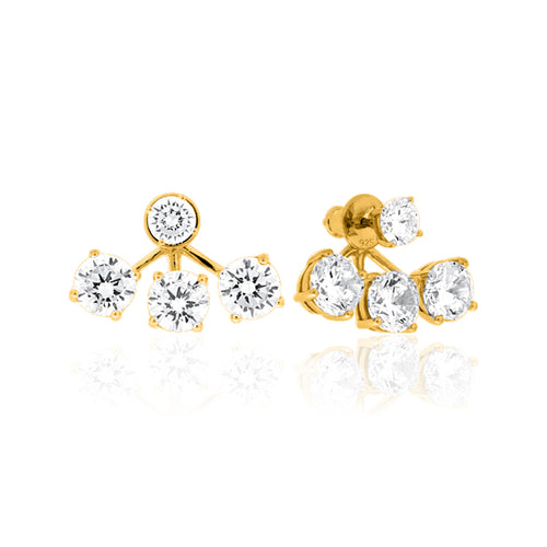 RODEO 3 STONE DROP FRONT/BACK EARRING