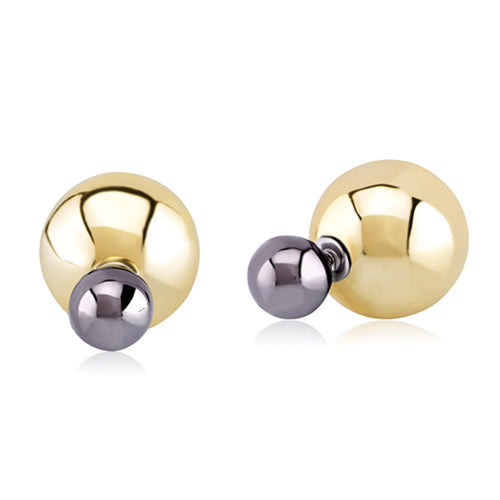 Double Bubble Stud Earrings - Gold / Black Rhodium