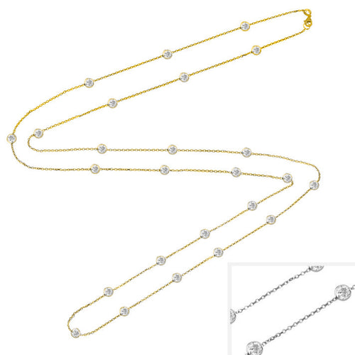 Classic White Diamond Station Necklace