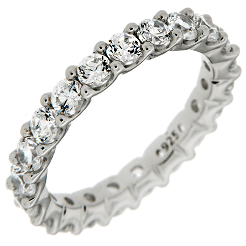 CLASSIC BRILLIANT CZ PRONG SET ETERNITY WEDDING BAND