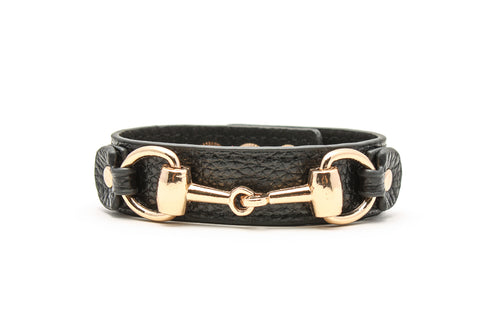 Horsebit Adjustable Snap Leather Bracelet