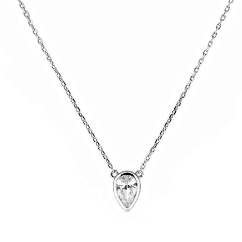 Bezel Pear Solitaire Necklace