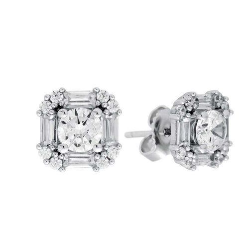 Cushion Baquette Stud Earrings