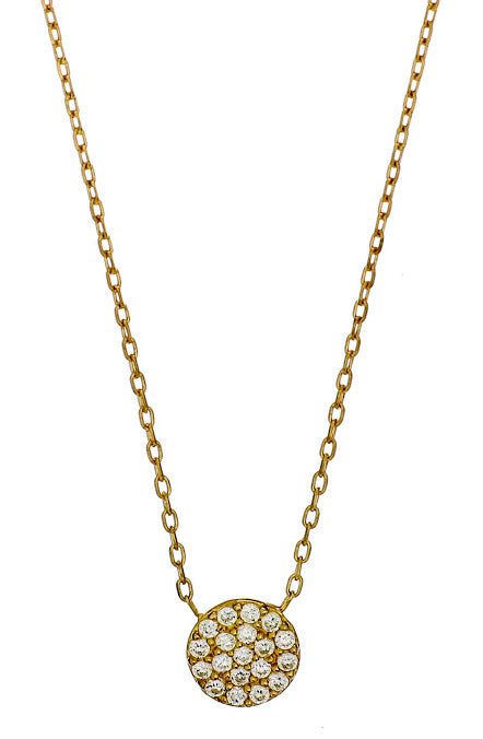 Pave Tiny Disc Charm Necklace