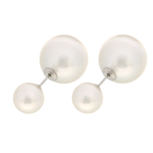 Small Double Bubble Stud Earrings - Pearl