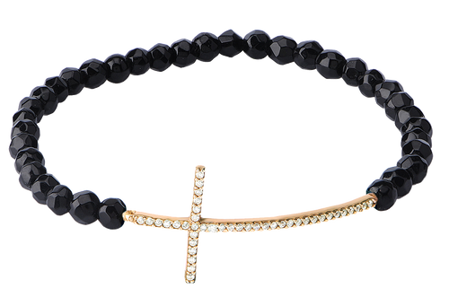 SIDEWAYS STRETCH THIN CROSS BRACELET