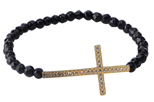 SIDEWAYS STRETCH LARGE CROSS BRACELET