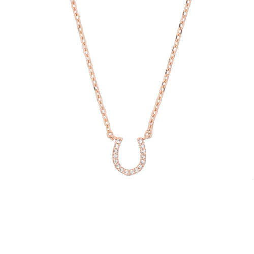 Pave Tiny Horseshoe Charm Necklace