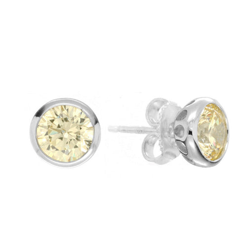 Everyday Studs Round Bezel - Fancy Yellow